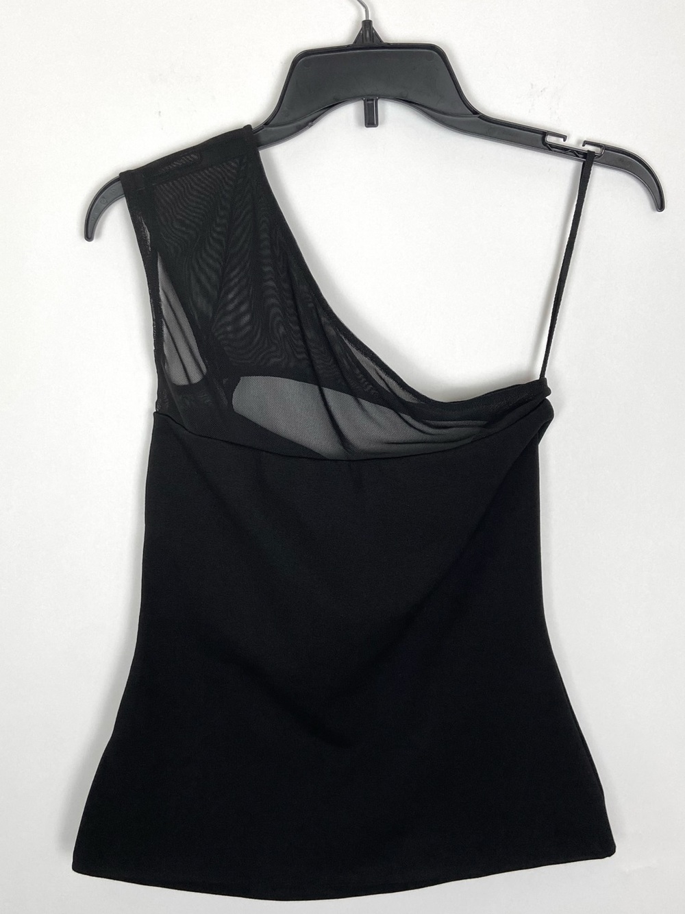 Marcella NYC Parker European Ponte & Luxe Mesh One-Shoulder Top Size Small - Picture 9 of 14